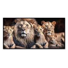 Quadro Decorativo Leão Natureza com Moldura Caixa de 3cm de Profundidade, na posição Horizontal, ideal para ambiente de Sala, Quarto e Hall de Entrada