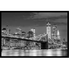 Quadro Decorativo Paisagem New York com Moldura Caixa, na posição Horizontal, ideal para ambiente de Sala, Quarto, Hall e Escritorio