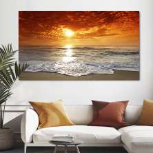 Quadro Decorativo Paisagem Praia com Moldura Caixa de 3cm de Profundidade, na posição Horizontal, ideal para ambiente de Sala, Quarto e Hall de Entrada