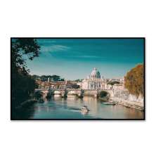 Quadro Decorativo Paisagem Roma com Moldura Caixa de 3cm de Profundidade, na posição Horizontal, ideal para ambiente de Sala, Quarto e Hall de Entrada