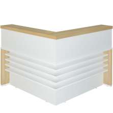 Balcão para Atendimento/Recepção em L com Tampo e Sapatas Carvalho/Branco
