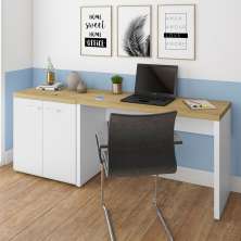 Conjunto de Escrivaninha com Armário de Escritório Toq 2 PT Branco e Olmo 75 cm