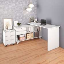 Conjunto de Escrivaninha e Gaveteiro 5 GV Gold New Branco