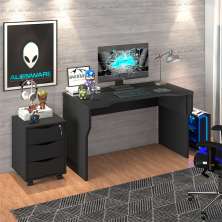 Conjunto de Mesa Gamer e Gaveteiro 3 GV Two Face Preto