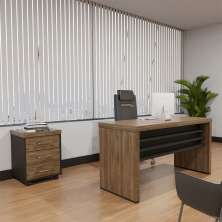 Conjunto de Mesa de Escritório e Gaveteiro Executiva 3 GV Marrom e Preto