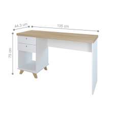 Escrivaninha Retrô 2 Gavetas Hampshire Olmo Branco