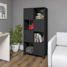 Estante Home Office 4 Portas 4 Nichos Mobile Wally Preto - Artany