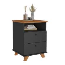 Gaveiteiro com Pés de MDF e 2 Gavetas Tuvalu Marrom Preto