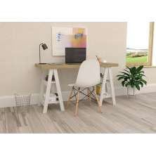 Mesa de Computador com 4 Prateleiras Montana Olmo Branco