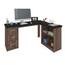 Mesa de Escritório Mali Preta e Ipê
