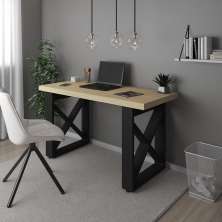 Mesa de Escritório Moderna Michigan Carvalho Preto