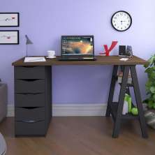 Mesa de Escritório com 5 Gavetas MIssissipi Nogal Preto