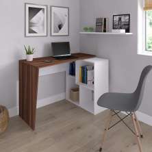 Mesa de Escritório em L 4 Nichos Indiana Ipê Branco