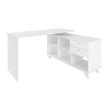 Mesa de Escritório em L Retrô 3 Gavetas Arizona Branco