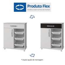 Armário Cozinha com Fruteira Salinas Arte Móveis 2 Portas 1 Gaveta 3 Cestos Gaveta Flex Branco, Branco