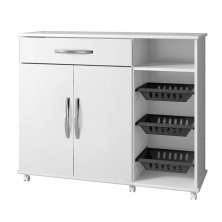 Armário Cozinha com Fruteira Salinas Arte Móveis 2 Portas 1 Gaveta 3 Cestos Gaveta Flex Branco, Preto