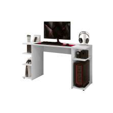 Escrivaninha Gamer com Nichos Arte Moveis Branco