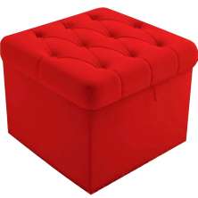 Puff Baú Quadrado Sapateira Decorativo Captonê Mali  Suede Vermelho