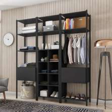 Guarda Roupa Closet Modulado 3 Peças Estilo Industrial Oxford Preto - Artefamol