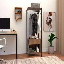 Guarda Roupa Solteiro Closet Industrial 67cm Berlim Demolição/Preto - Artefamol