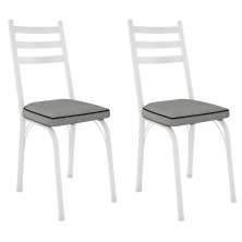 Kit 2 Cadeiras para Cozinha Tubular D-13 Nara de Aço Branco/Platina