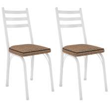 Kit 2 Cadeiras para Cozinha Tubular D-13 Nara de Aço Branco/Rattan