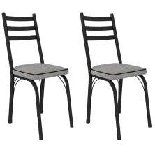 Kit 2 Cadeiras para Cozinha Tubular D-13 Nara de Aço Preto/Grafiato