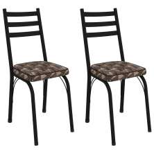 Kit 2 Cadeiras para Cozinha Tubular D-13 Nara de Aço Preto/Mosaico Palha