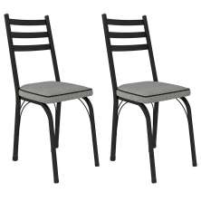 Kit 2 Cadeiras para Cozinha Tubular D-13 Nara de Aço Preto/Platina