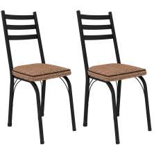 Kit 2 Cadeiras para Cozinha Tubular D-13 Nara de Aço Preto/Rattan