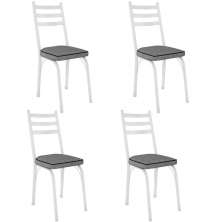 Kit 4 Cadeiras para Cozinha Tubular D-13 Nara de Aço Branco/Andorinha