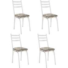 Kit 4 Cadeiras para Cozinha Tubular D-13 Nara de Aço Branco/Cedro