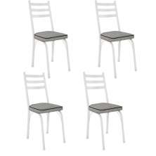 Kit 4 Cadeiras para Cozinha Tubular D-13 Nara de Aço Branco/Grafiato
