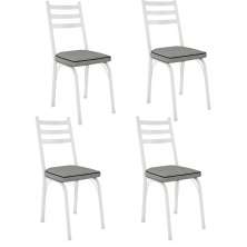 Kit 4 Cadeiras para Cozinha Tubular D-13 Nara de Aço Branco/Platina