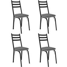 Kit 4 Cadeiras para Cozinha Tubular D-13 Nara de Aço Preto/Andorinha