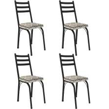 Kit 4 Cadeiras para Cozinha Tubular D-13 Nara de Aço Preto/Cedro