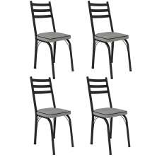 Kit 4 Cadeiras para Cozinha Tubular D-13 Nara de Aço Preto/Platina