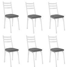 Kit 6 Cadeiras para Cozinha Tubular D-13 Nara de Aço Branco/Andorinha