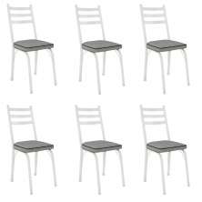 Kit 6 Cadeiras para Cozinha Tubular D-13 Nara de Aço Branco/Platina