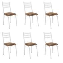 Kit 6 Cadeiras para Cozinha Tubular D-13 Nara de Aço Branco/Rattan