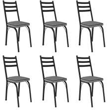 Kit 6 Cadeiras para Cozinha Tubular D-13 Nara de Aço Preto/Andorinha