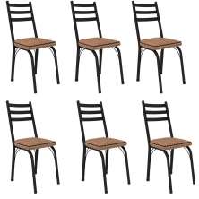 Kit 6 Cadeiras para Cozinha Tubular D-13 Nara de Aço Preto/Rattan