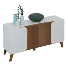 Buffet 4 Portas e 2 Prateleiras Pisa Off White Pinho Ripado
