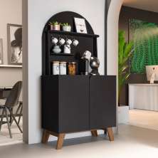 Cantinho do Café Viena Com 2 Portas e Suporte Preto/Cinamomo