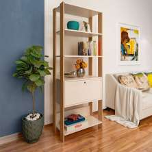 Estante Match Organizadora Para Livros 3 Prateleiras Carvalho - Off White