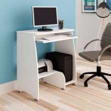 Mesa Escrivaninha para Computador com Prateleira Retrátil Pixel Branco