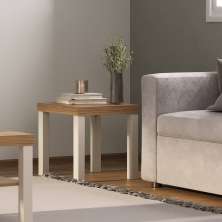 Mesa Quadrada de Apoio Lateral e de Cabeceira Up - Carvalho - Off White