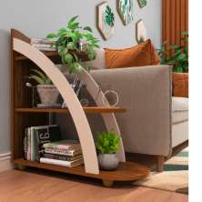 Mesa de Apoio Lateral Andes com 3 Prateleiras Cedro / Off White