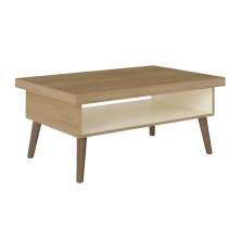 Mesa de Centro Retangular Lucca Carvalho e Off White