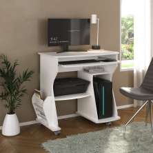 Mesa para Computador 160 com 3 Nichos e Porta Revistas Branco